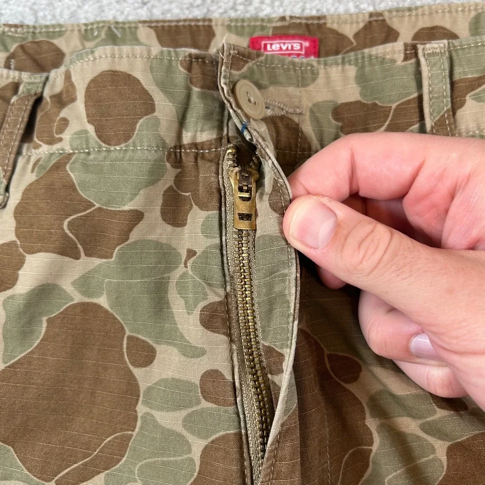Levis XX Cargo Baggy Pants Men 36x32 Brown Duck Camo Ripstop Relaxed Fit Utility